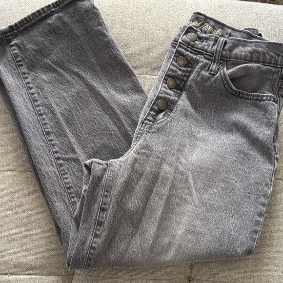Universal Thread Denim - Universal Thread Women's Straight-Leg Gray Button-Fly Jeans